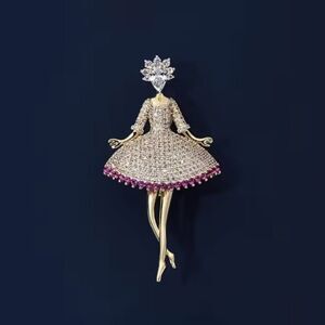 Sparkly Bling Korean Style Fashion Unique Dancing pose Dancer Brooch Pin 2"